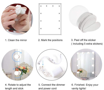 DIY Vanity Mirror Lighting: LED Light Kit (10 Bulbs)